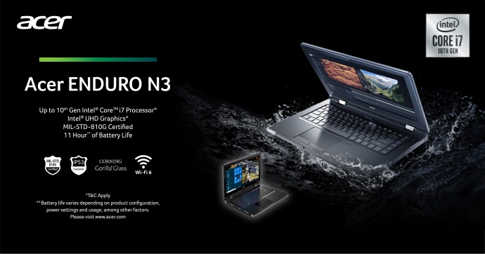 Acer's Enduro N3 laptop comes in i5 and i7 options. u00e2u20acu201d Picture courtesy of Acernn