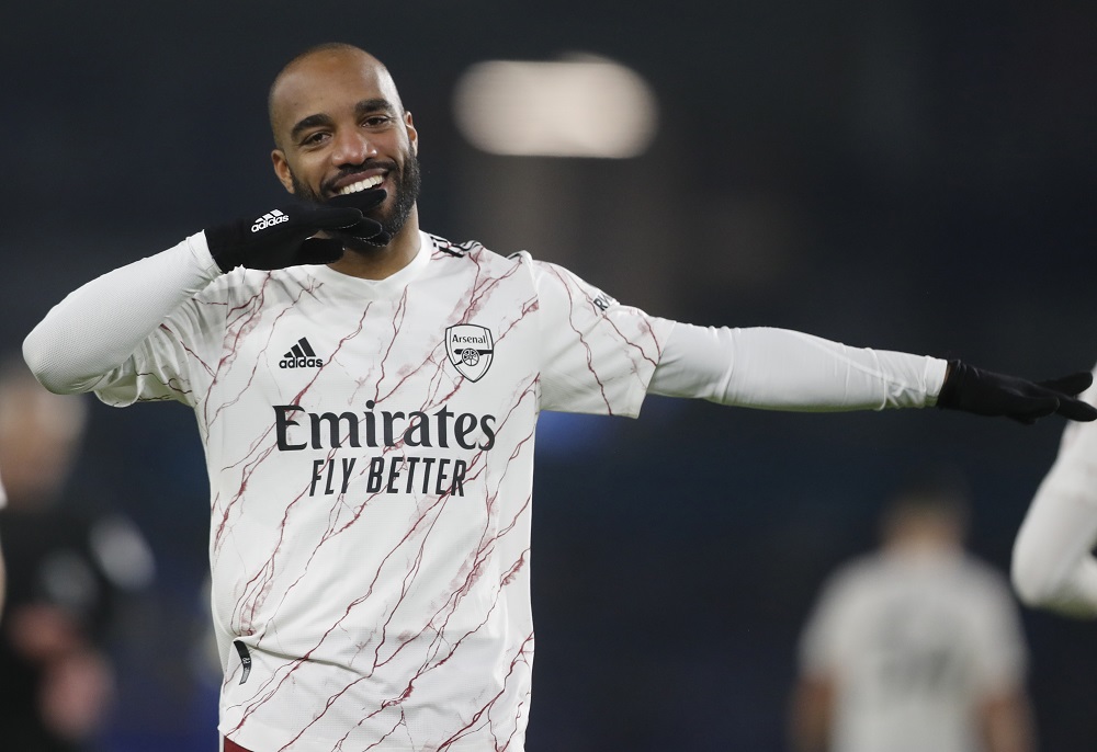 Arsenal's Alexandre Lacazette celebrates after scoring the first goal against Brighton December 30, 2020. u00e2u20acu2022 Pool via Reuters