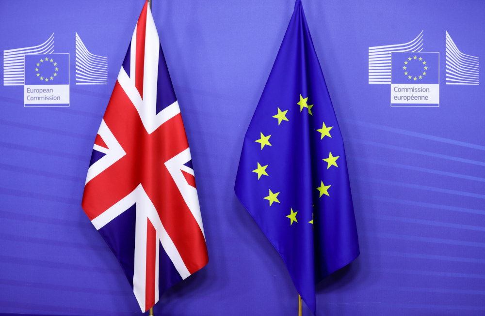 Flags of the Union Jack and European Union are seen ahead of the meeting of European Commission President Ursula von der Leyen and British Prime Minister Boris Johnson, in Brussels, Belgium December 9, 2020. u00e2u20acu201d Reuters pic 
