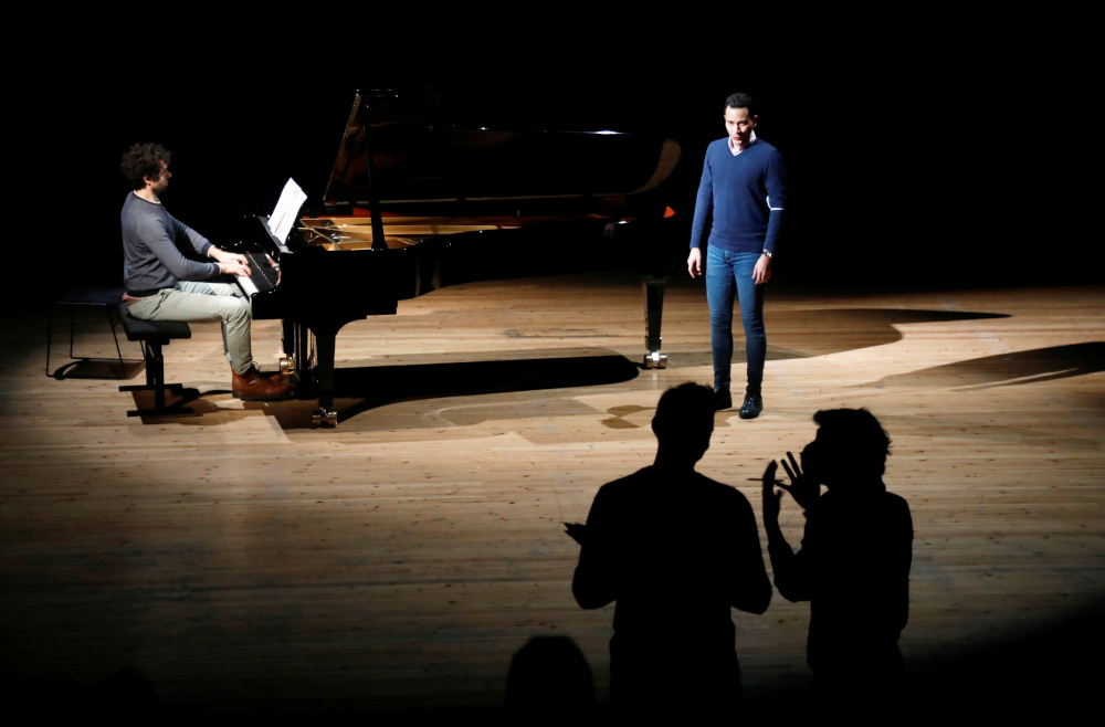 Pianist Felix Ramos and singer Fernando Escalona, members of the Opera de Paris Academy, rehearse at the Bastille Opera in Paris, France, December 11, 2020. u00e2u20acu201d Reuters pic 