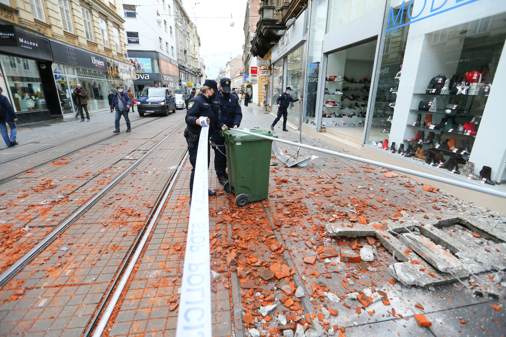 Police officers secure the area after an earthquake, in Zagreb, Croatia December 29, 2020. u00e2u20acu201d Reuters pic 