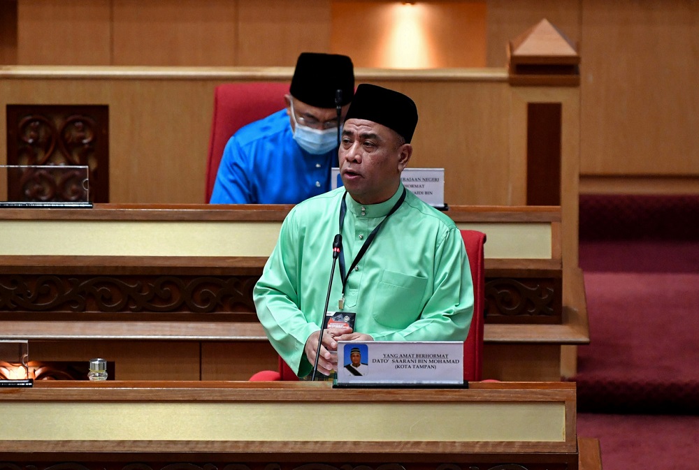 Perak Mentri Besar Datuk Saarani Mohamad speaks at the State Legislative Assembly in Ipoh December 18, 2020. u00e2u20acu201d Bernama pic