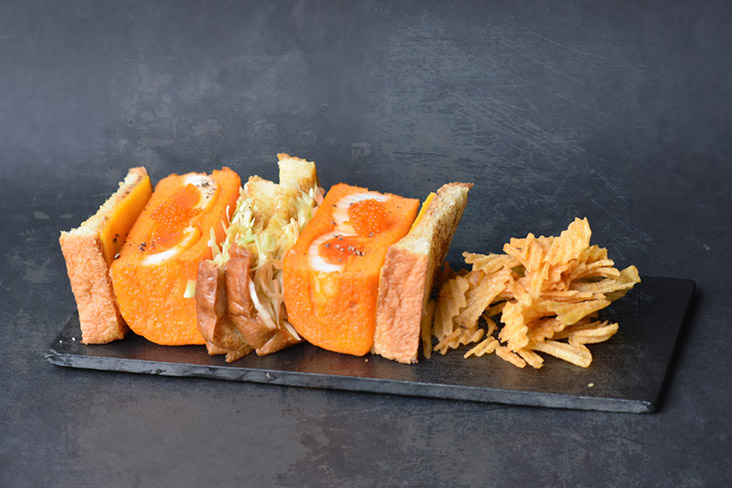 Omu Signature Tamago Sando has both the omelette as well as 'sous vide' eggs.