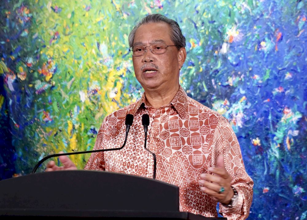 Prime Minister Tan Sri Muhyiddin Yassin delivering a live national TV address in conjunction with New Year 2021, December 31, 2020. u00e2u20acu201d Bernama pic