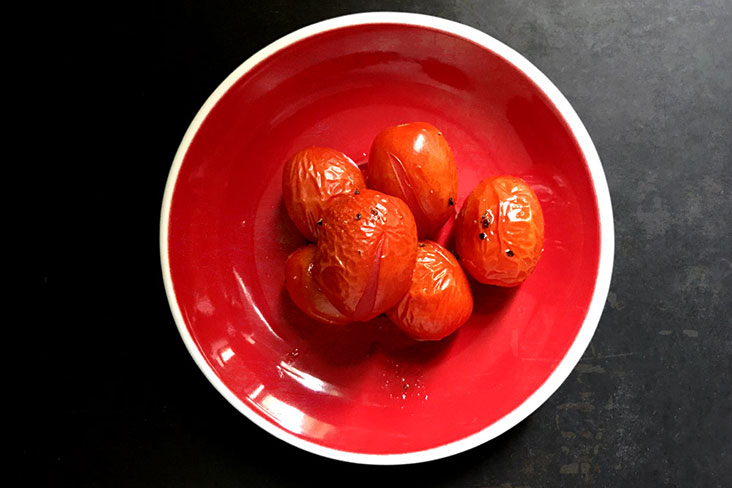 By oven-baking cherry tomatoes, you concentrate their tangy sweetness.