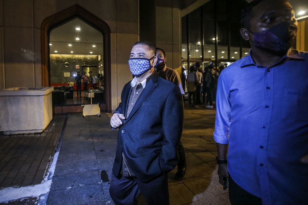 Perak Umno chief Datuk Saarani Mohamad, who is his party's choice for Perak mentri besar, leaves Menara Dato Onn in Kuala Lumpur after a meeting December 7, 2020. ― Picture by Hari Anggara