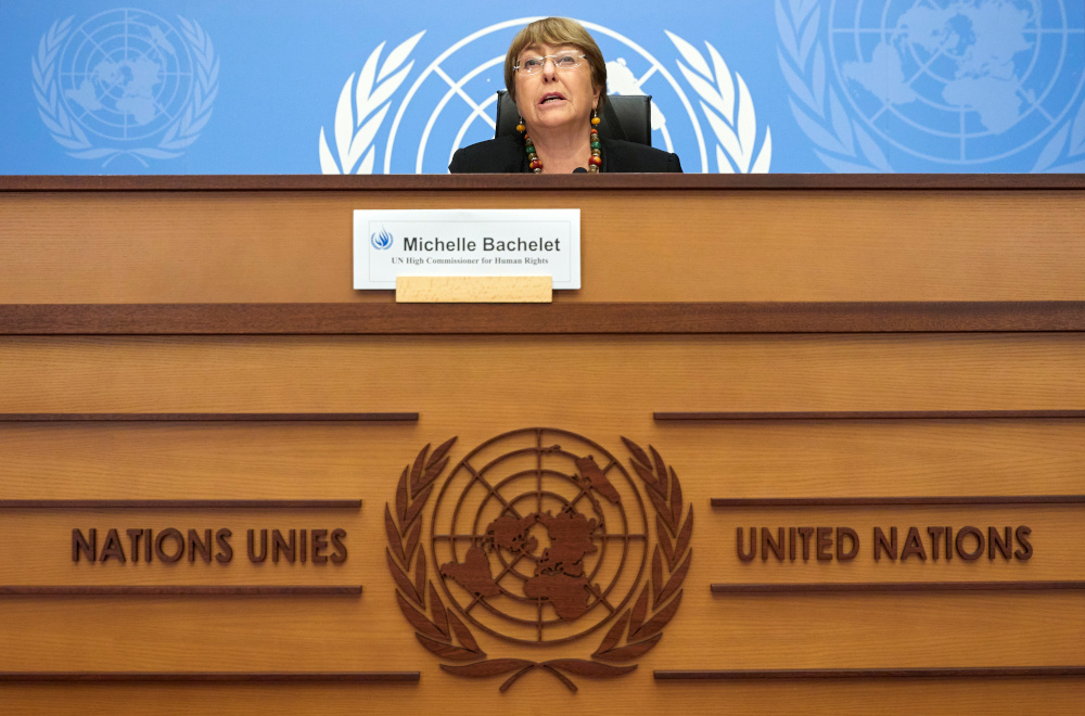 UN High Commissioner for Human Rights Michelle Bachelet speaks during a news conference at the European headquarters of the United Nations in Geneva, Switzerland, December 9, 2020. u00e2u20acu201d Reuters picnn