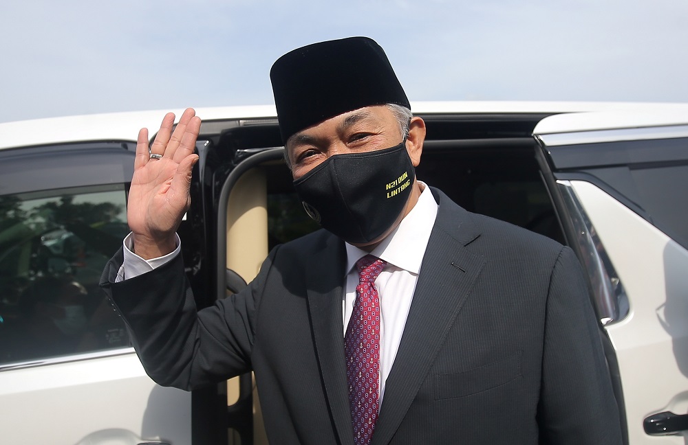 Umno president Datuk Seri Ahmad Zahid Hamidi is seen leaving Istana Kinta in Ipoh December 8, 2020. u00e2u20acu2022 Picture by Farhan Najib