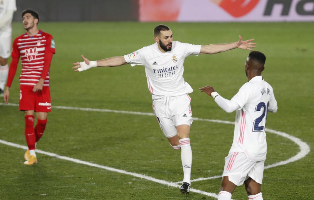Real Madrid's Karim Benzema celebrates scoring their second goal against Granada at Estadio Alfredo Di Stefano, Madrid December 23, 2020. u00e2u20acu201d Reuters pic