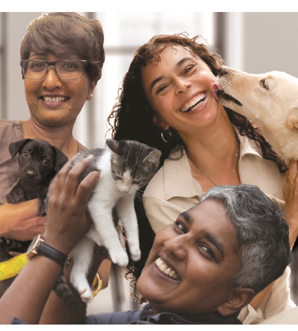 Pet Adoption Network Malaysia founders Sherrina Krishnan-Leyow (centre) Catherine Leyow (right) and Sujatani Poosparajah (left)  ― Picture by Pet Adoption Network Malaysia