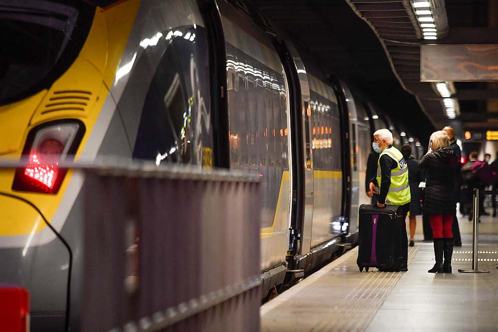 People stand on the platform next to the last scheduled Eurostar train from London to Paris ahead of Covid-19 travel restrictions imposed by the French government on the UK, in London, Britain December 20, 2020. u00e2u20acu201d Reuters pic