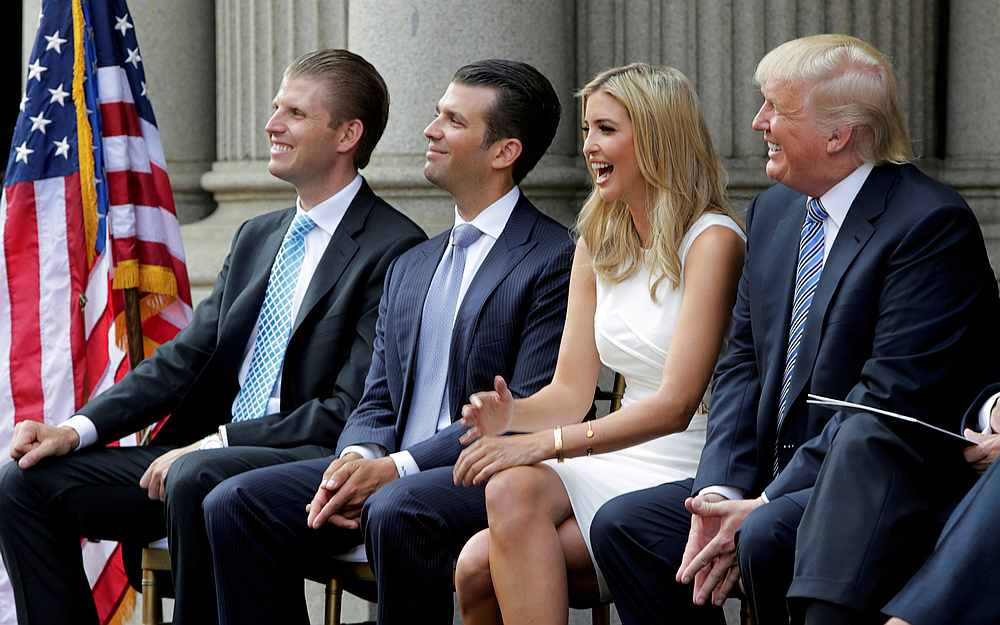 From left: Eric Trump, Donald Trump Jr, Ivanka Trump and Donald Trump attend the ground breaking of the Trump International Hotel at the Old Post Office Building in Washington July 23, 2014. u00e2u20acu201d Reuters pic 