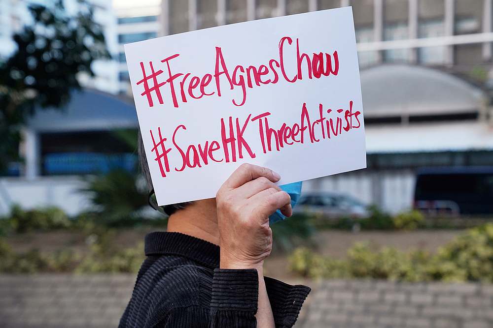 A supporter holds up a sign after the sentencing of pro-democracy activist Agnes Chow at West Kowloon Magistrates' Courts in Hong Kong December 2, 2020. u00e2u20acu201d Reuters pic