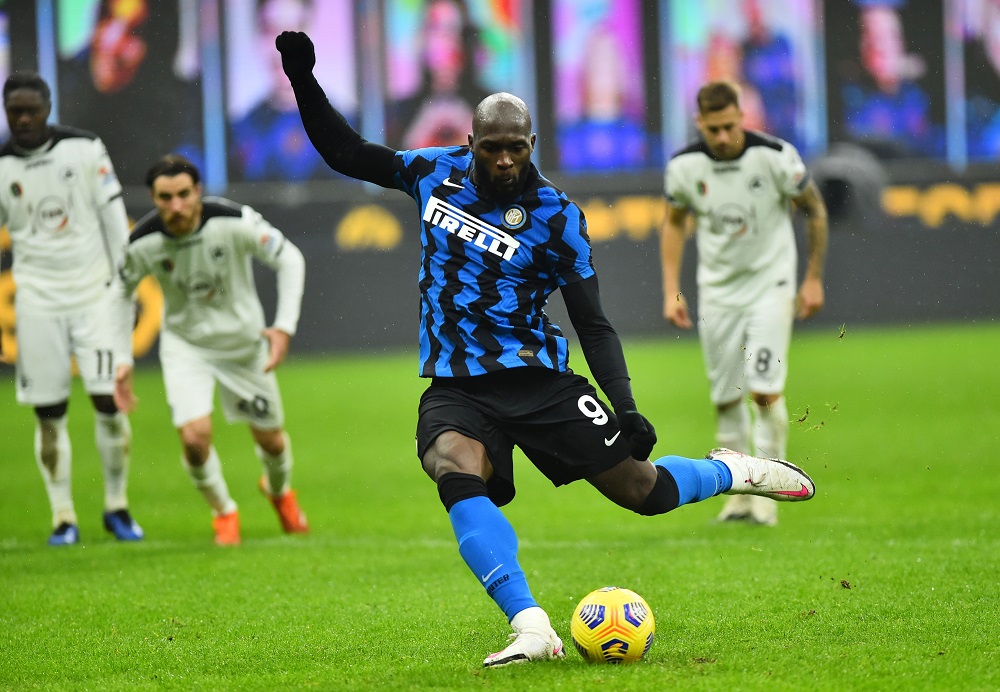 Inter Milan's Romelu Lukaku scores the second goal from the penalty spot during the match against Spezia December 21, 2020. u00e2u20acu2022 Reuters pic
