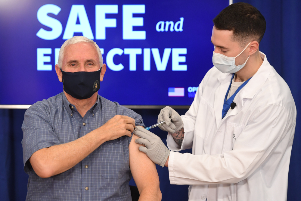 US Vice President Mike Pence receives the Covid-19 vaccine in the Eisenhower Executive Office Building in Washington, DC, December 18, 2020. u00e2u20acu201d AFP pic 