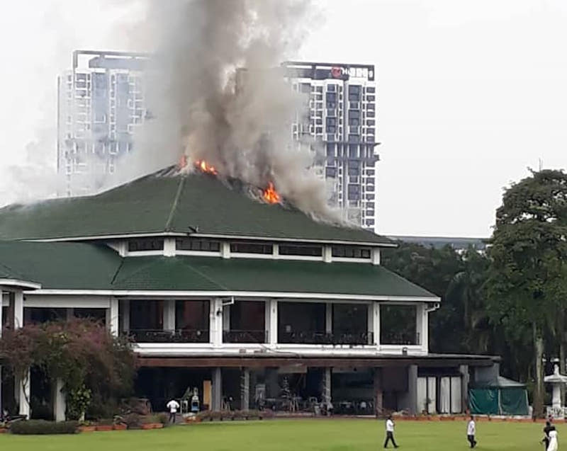 A fire broke out at The Mines Resort and Golf Club in Seri Kembangan December 14, 2020. u00e2u20acu201d Picture via Facebook/ kanchhalama.tamang.7 