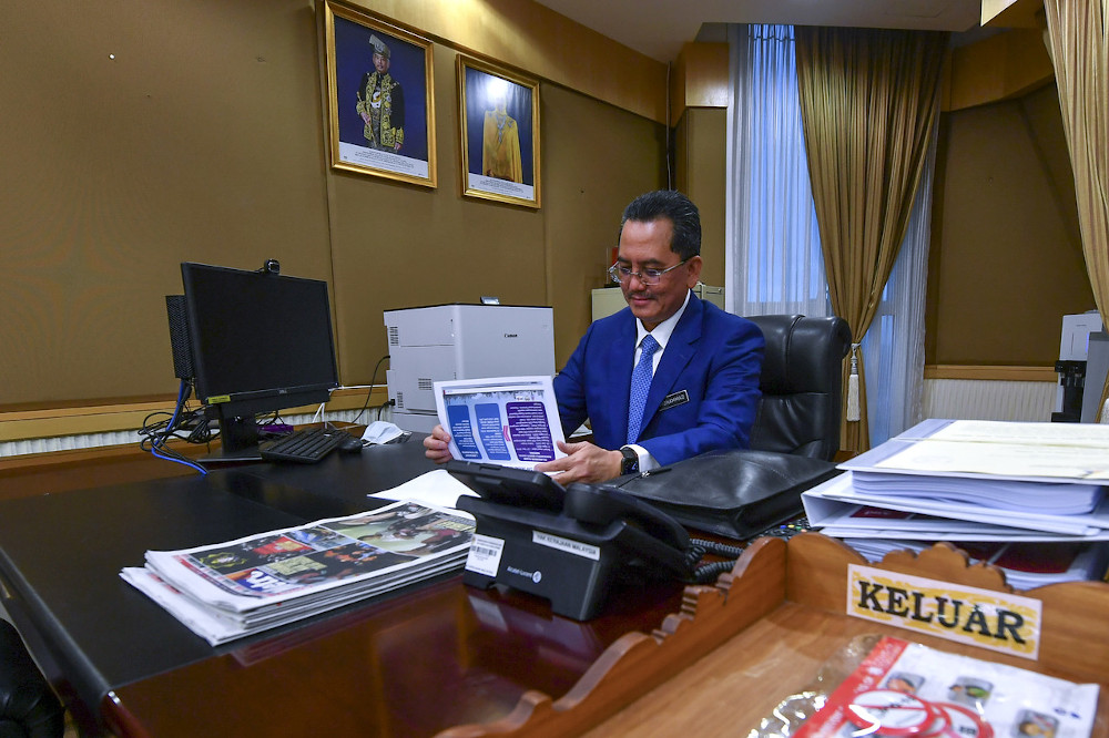 Communications and Multimedia Ministry secretary-general Datuk Seri Mohammad Mentek at his office in Putrajaya, November 4, 2020. u00e2u20acu201d Bernama pic 