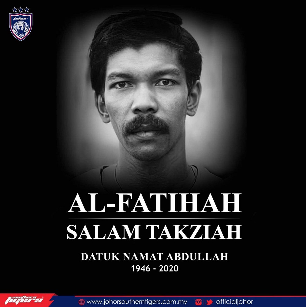 Football legend Datuk Namat Abdullah (centre) died today at 5.30pm. u00e2u20acu2022 Picture via Facebook/Johor Southern Tigers