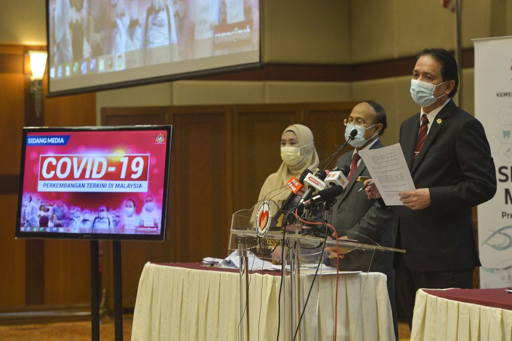Health director-general Tan Sri Dr Noor Hisham Abdullah speaks during a press conference in Putrajaya on December 9, 2020. u00e2u20acu201d Picture by Miera Zulyana