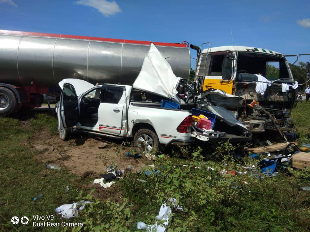 The team was on its way to one of the Orang Asli villages in the Pekan district for a routine health screening when the vehicle they were in collided with a tanker. u00e2u20acu201d Picture via Facebook