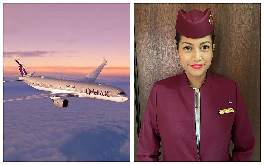 Qatar Airways flight attendant Zera Sofia Zain says serving passengers in full protective gear was a challenge at first. u00e2u20acu201d Picture courtesy of Qatar Airways, Qatar Airways Instagram