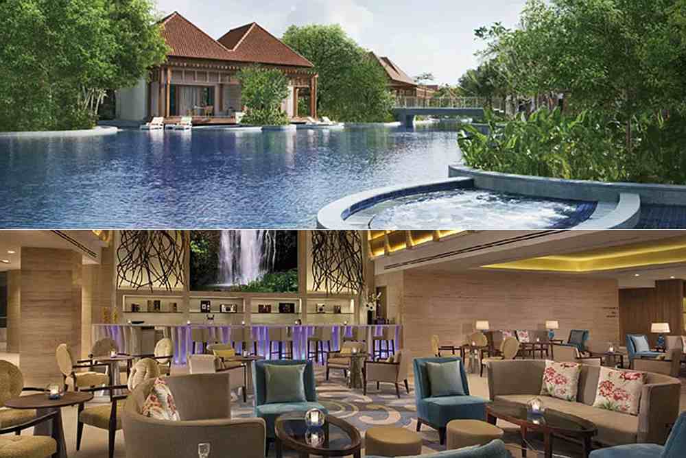 Beach Villas (top) and Equarius Hotel (bottom) on Sentosa will not be permitted to accept new bookings for room stays from Dec 22, 2020 to Jan 21, 2021. u00e2u20acu201d Picture courtesy of Resorts World Sentosa via TODAY