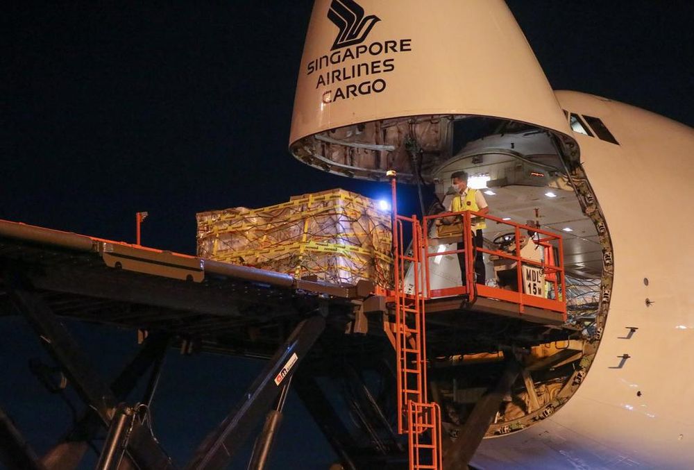 The Pfizer-BioNTech vaccine arrived on the evening of Dec 21, 2020, at Changi Airport aboard a scheduled SIA Boeing 747-400 freighter service from the Belgian capital Brussels. u00e2u20acu201d TODAY pic