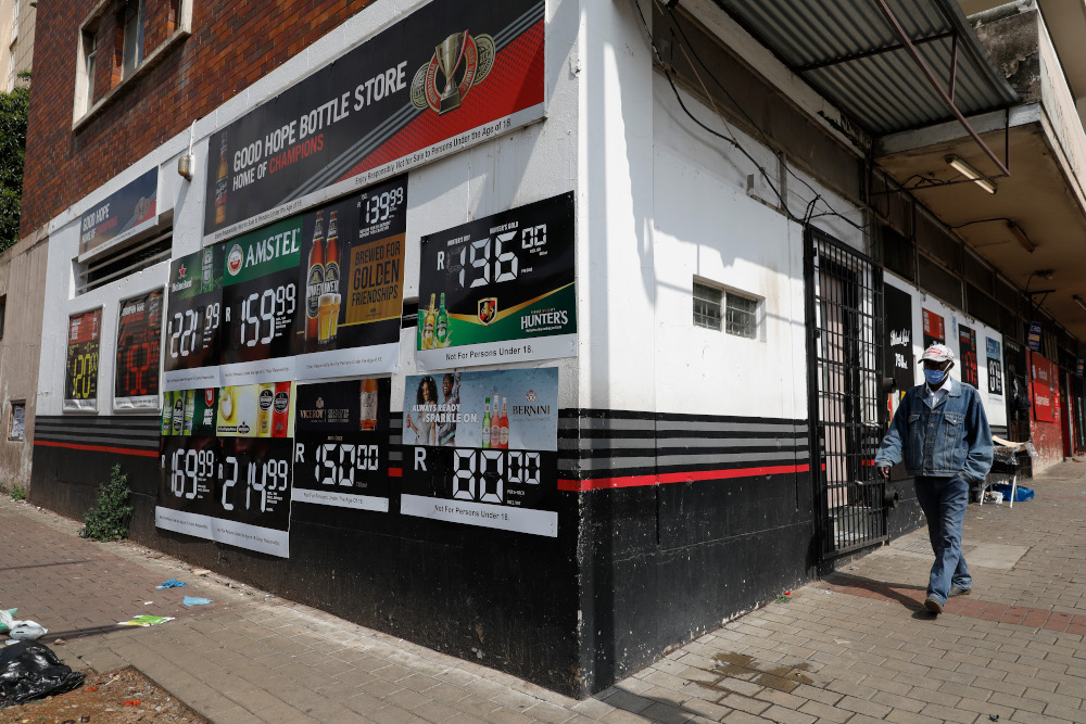 A man walks past a closed liquor store in Hillbrow, Johannesburg, December 29, 2020. u00e2u20acu201d AFP picnn