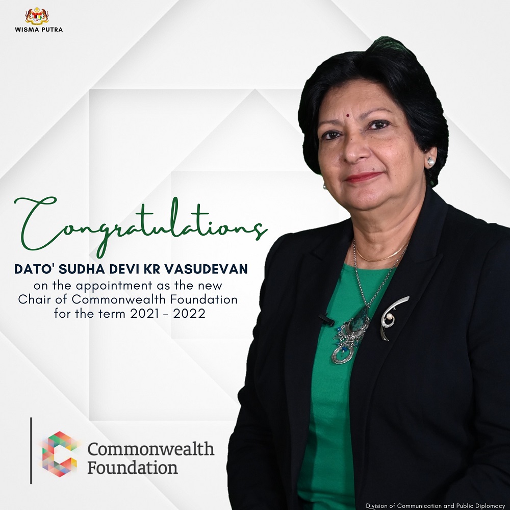 Datuk Sudha Devi KR Vasudevan is the first Malaysian to be elected as Chair of the Commonwealth Foundation. u00e2u20acu2022 Picture via Facebook/Wisma Putra