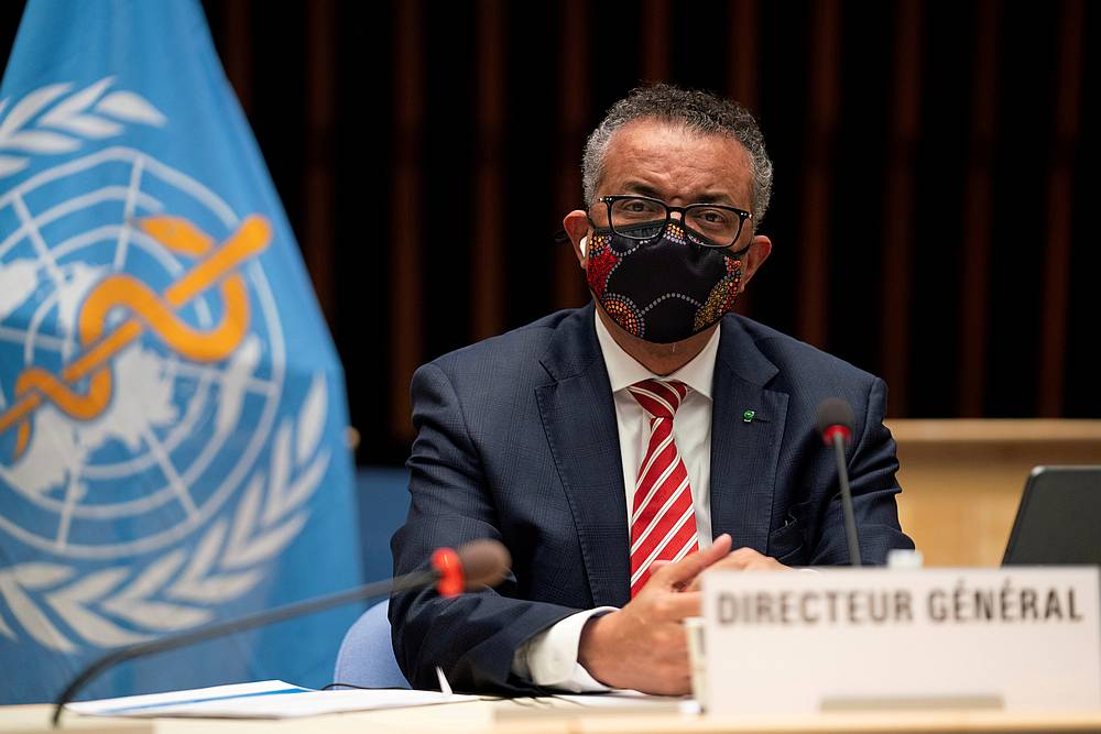 Tedros Adhanom Ghebreyesus, Director General of the World Health Organisation (WHO), during a session on the cCovid-19 outbreak response of the WHO Executive Board in Geneva, Switzerland October 5, 2020. u00e2u20acu201d WHO handout via Reuters pic