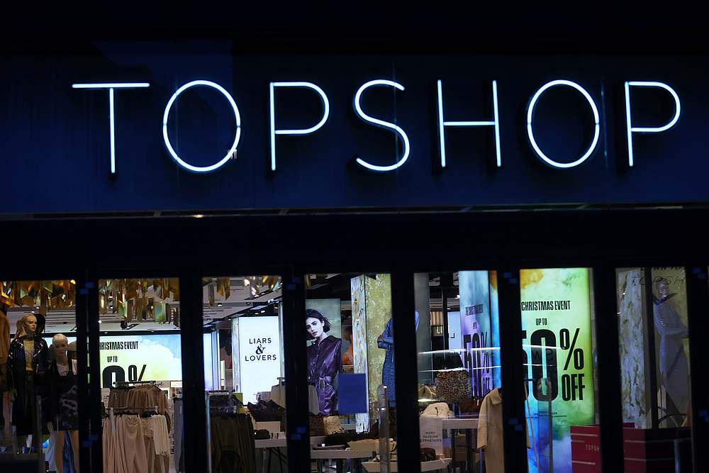 General view of a Topshop store logo, owed by Arcadia group on Oxford street in London, Britain November 30, 2020. u00e2u20acu201d Reuters pic