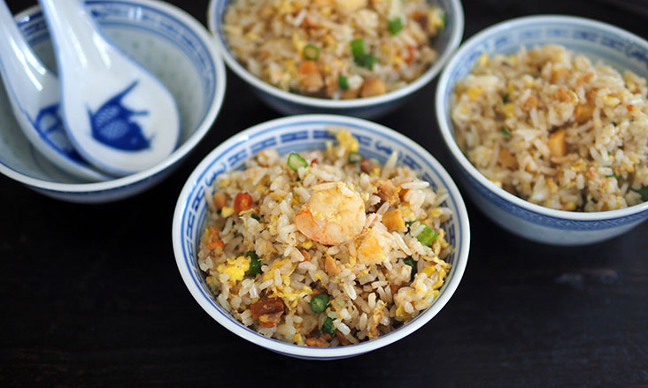 Enjoy the fluffy fried rice with deep fried salted fish cut into small cubes