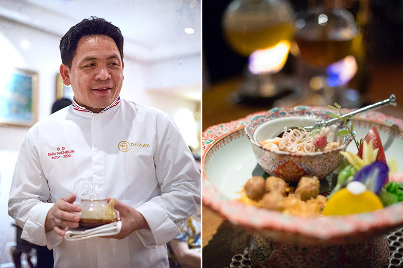 Chef Chumpol Jangprai, the executive chef at the two-Michelin-starred Thai restaurant R-Haan.