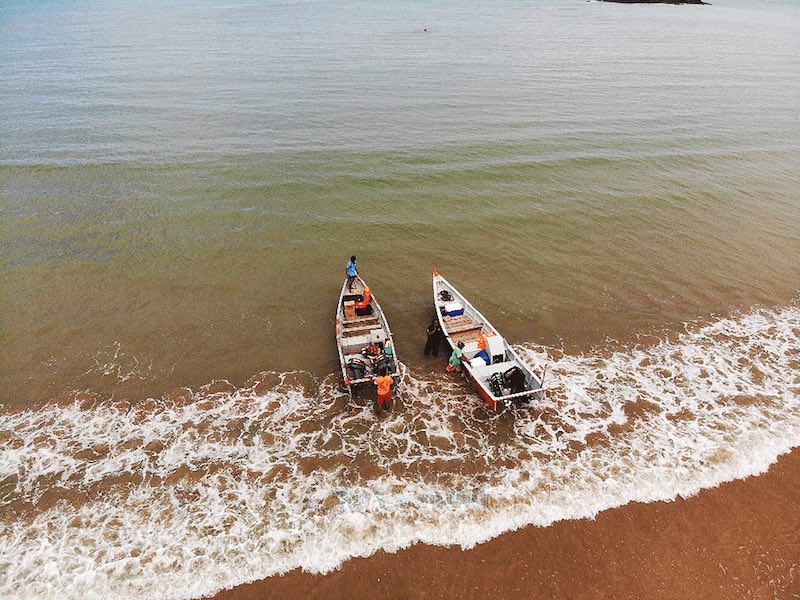 Boats waiting to pick us up at the beach just outside of the SFC Tanjung Datu National Park office.— Picture by Roystein Emmor