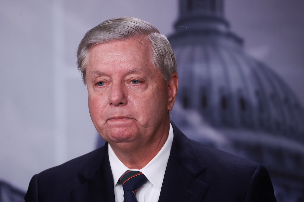 Senator Lindsey Graham looks on as he holds a news conference a day after supporters of US President Donald Trump occupied the Capitol building, in Washington January 7, 2021. u00e2u20acu201d Reuters pic