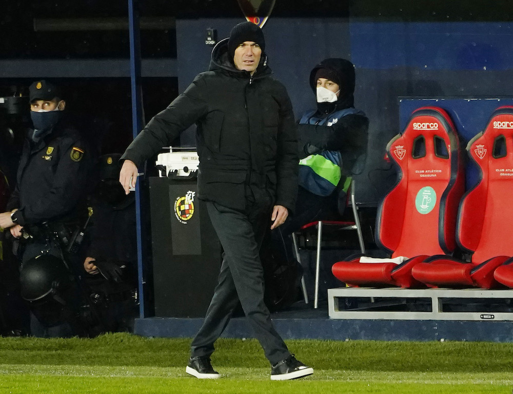 Real Madrid coach Zinedine Zidane during the match against Osasuna, January 9, 2021. u00e2u20acu201d Reuters pic 
