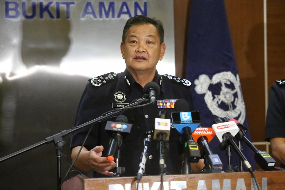 Inspector-General of Police Tan Sri Abdul Hamid Bador speaks at a press conference on MCO 2.0 in Kuala Lumpur January 12, 2021. u00e2u20acu201d Picture by Choo Choy May