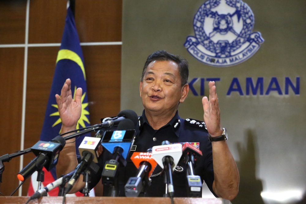 Inspector-General of Police Tan Sri Abdul Hamid Bador speaks at a press conference on MCO 2.0 in Kuala Lumpur January 12, 2021. u00e2u20acu201d Picture by Choo Choy May