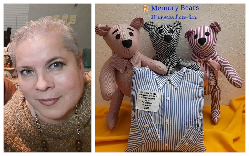 Guerrero (left) has been designing teddy bears made from Covid-19 victimsu00e2u20acu2122 clothing for relatives to hold onto. u00e2u20acu201d Picture via Facebook/Muu00c3u00b1ecasLate-lita