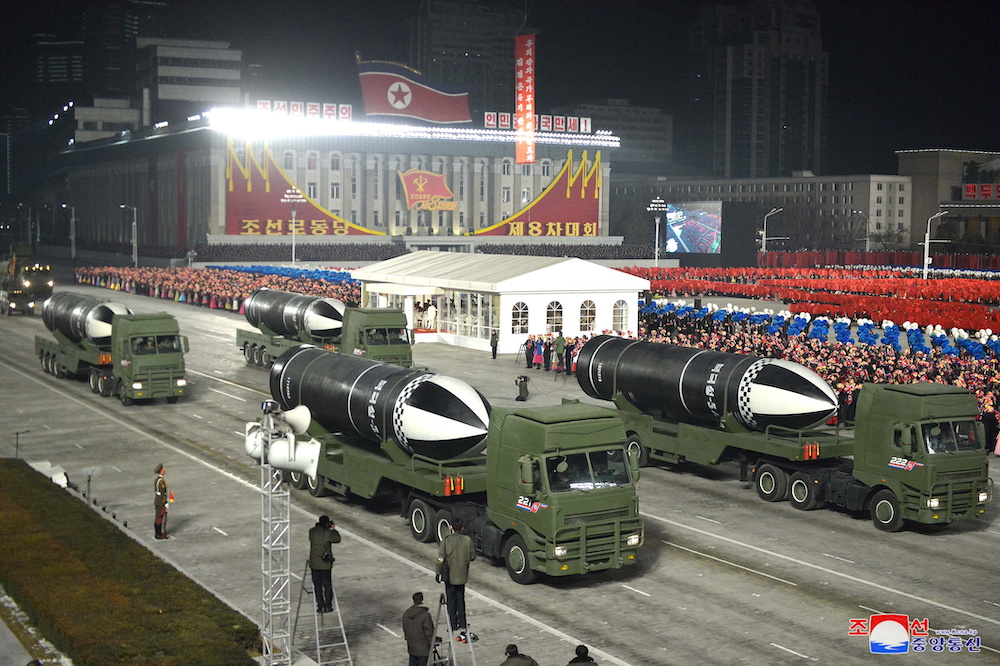 Military equipment is seen during a military parade to commemorate the 8th Congress of the Workers' Party in Pyongyang January 14, 2021 in this photo supplied by North Korea's Central News Agency (KCNA). u00e2u20acu201d KCNA pic via Reuters