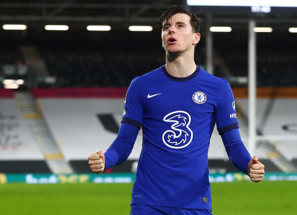 Chelsea's Mason Mount celebrates scoring their first goal against Fulham, London January 17, 2021. u00e2u20acu201d Pool via Reuters/Clive Rose 