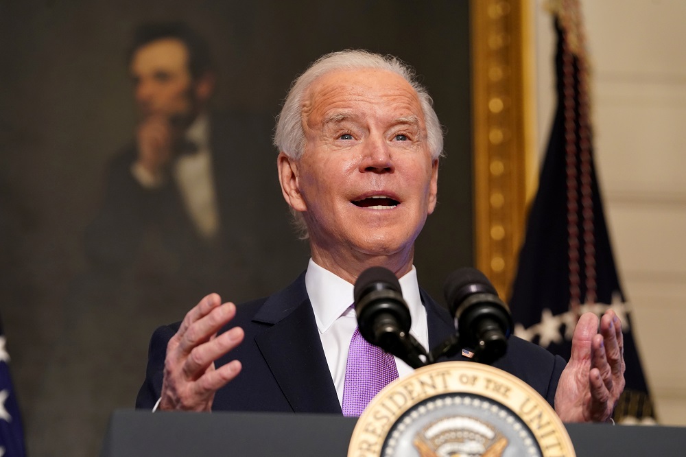 US President Joe Biden speaks about the fight to contain the coronavirus disease (COVID-19) pandemic, at the White House in Washington January 26, 2021. u00e2u20acu201d Reuters pic
