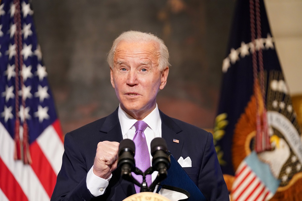 US President Joe Biden speaks about the fight to contain the coronavirus disease (COVID-19) pandemic, at the White House in Washington January 26, 2021. u00e2u20acu201d Reuters pic