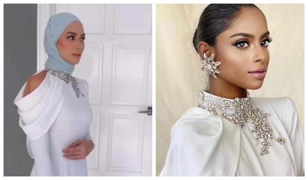 Model Natasha Hudson (left) and YouTube cooking sensation S. Pavithra in the much-discussed Rizman Ruzaini creation.  u00e2u20acu201d  Picture from Instagram/Natasha Hudson, Pepatung