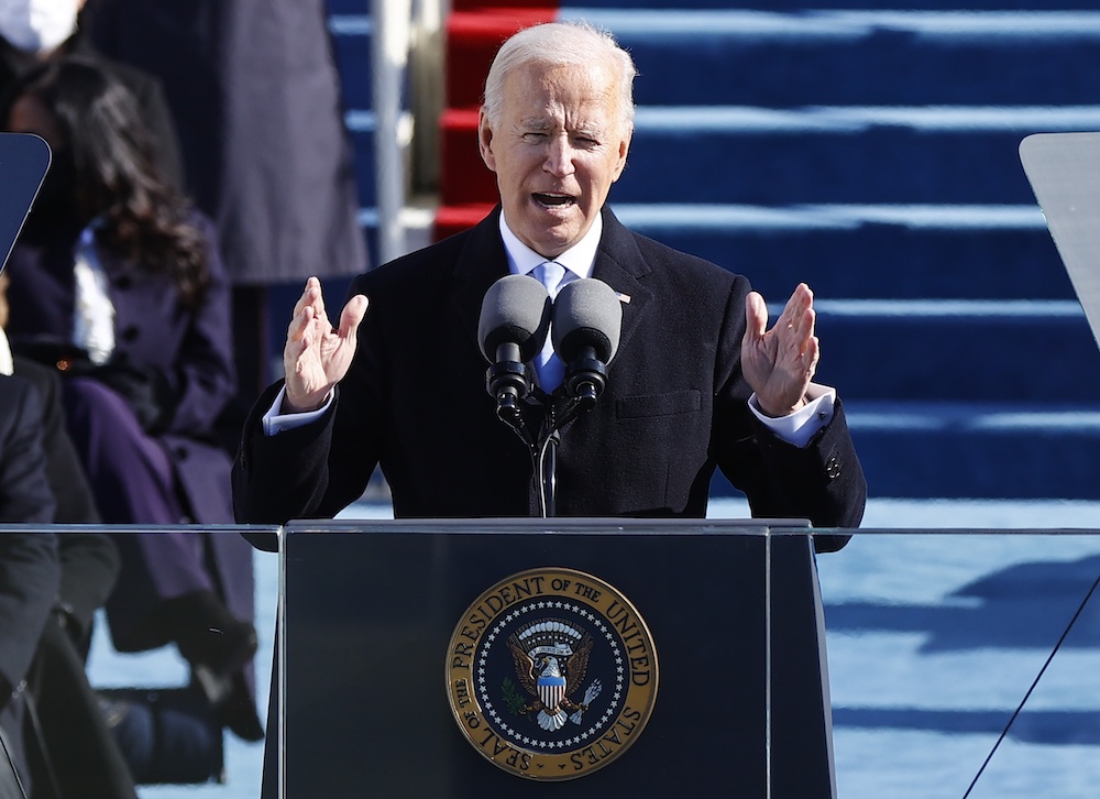 US President Joe Biden delivers his speech after he was sworn in as the 46th President of the United States on the West Front of the US Capitol in Washington January 20, 2021. u00e2u20acu201d Reuters pic