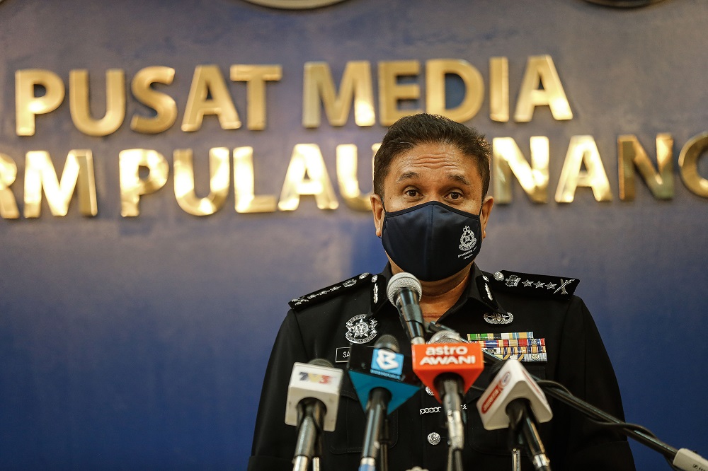 Penang CPO Datuk Sahabudin Abd Manan at a press conference in Penang on January 25, 2021. u00e2u20acu201d Picture by Sayuti Zainudin