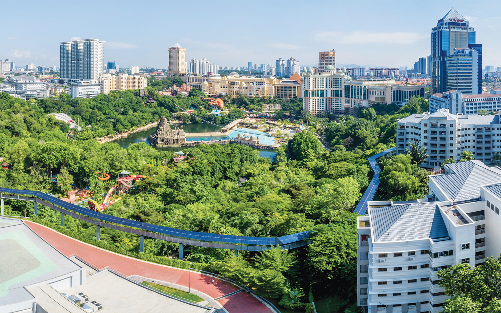 Prioritising water security goes hand-in-hand with protecting the environment. The shaded roofs on the Canopy Walk in Sunway City are installed with solar panels for power generation and equipped with energy-saving LED lights which will be turned on throughout the walkway at night. — Picture courtesy of Sunway City Kuala Lumpur