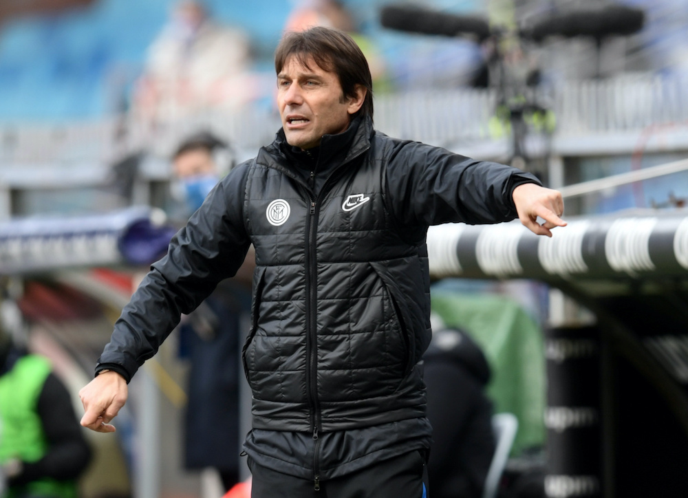 Inter Milan coach Antonio Conte during the Sampdoria-Inter Milan match at the Stadio Communale Luigi Ferraris in Genoa, Italy, January 6, 2021. u00e2u20acu201d Reuters picnnn