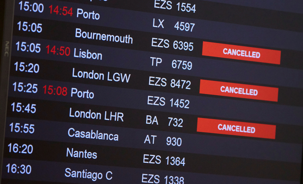 Flights from Britain are announced cancelled at Cointrin airport during the outbreak of the coronavirus disease in Geneva, Switzerland, December 21, 2020. u00e2u20acu201d Reuters picnn