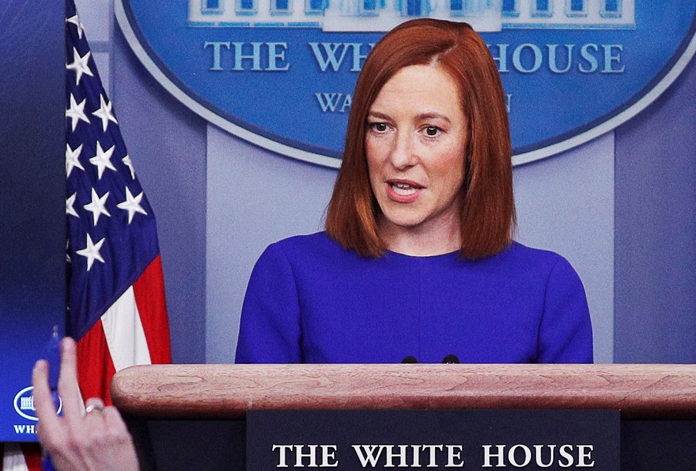 White House Press Secretary Jen Psaki takes questions from journalists in the James S. Brady Press Briefing Room at the White House in Washington January 21, 2021. u00e2u20acu2022 Reuters pic